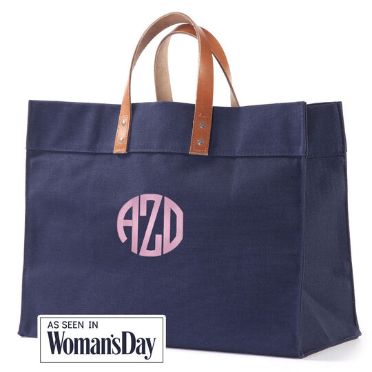 Personalized Navy Shopper Tote